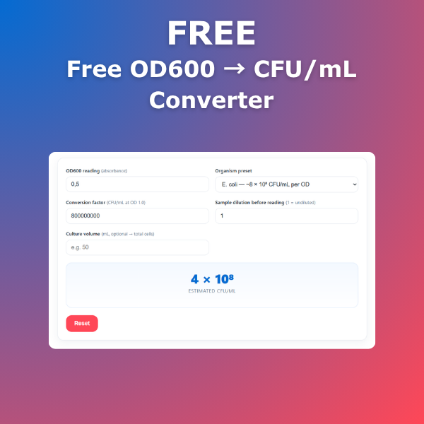 Free OD600 to CFU/ml Converter Calculator Solution